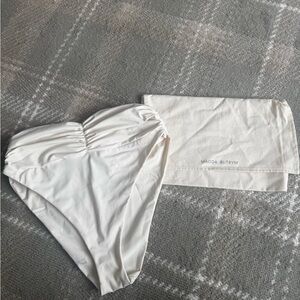 Magda Butrym Cream Ruched Bikini Bottom